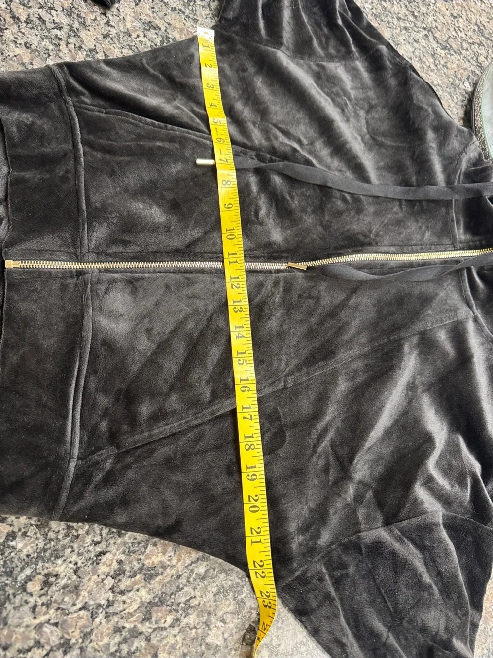 DKNY Black Velvet Hoodie with Gold and silver sequins Logo Sleeve EUC